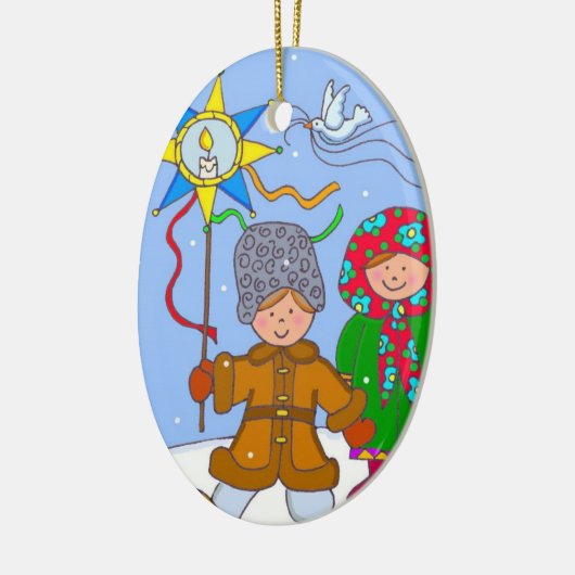 Oekraïense kerstCarollers Keramisch Ornament (Links)