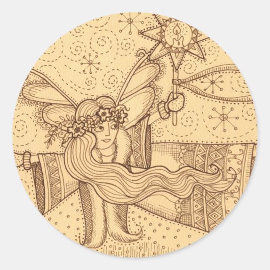 Oekraïense kerstengel ronde sticker (Voorkant)