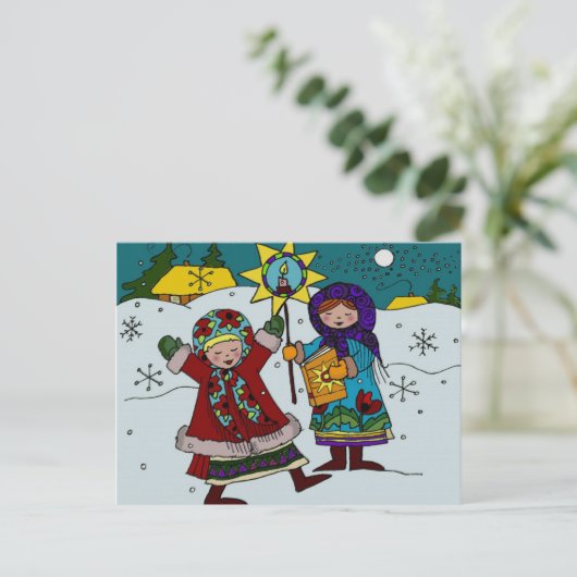 Oekraïense kerstversiering Oekraïense volkskunst Feestdagenkaart (Staand voorkant)