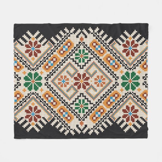 Oekraïense kruissteek: etnisch handgemaakt patroon fleece deken (Voorkant (Horizontaal))