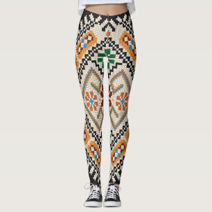 Oekraïense kruissteek: etnisch handgemaakt patroon leggings