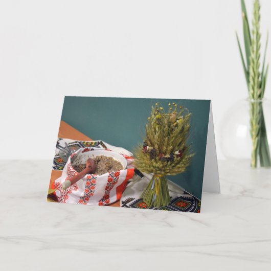 Oekraïense Kutya en Didukh Feestdagen Kaart (Voorkant)