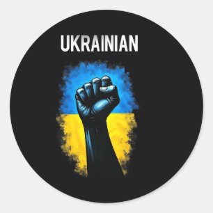 Oekraïense Legervlag Driehoekig Symbool Power Grip Ronde Sticker