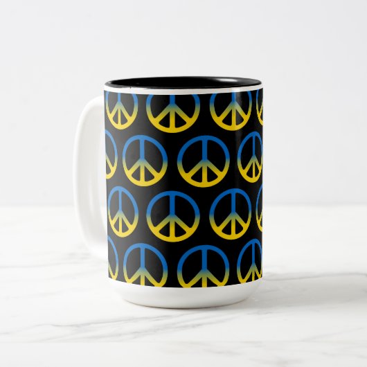 Oekraïense Mok voor vredesgebaar met tweetone koff (Voorkant links)