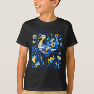 Oekraïense ooievaar retro bloemmotief Oekraïense v T-shirt