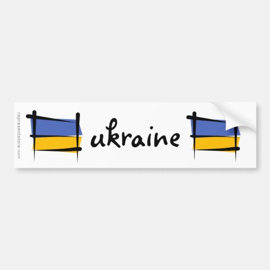 Oekraïense penseelvlag bumpersticker (Voorkant)