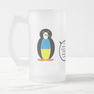 Oekraïense pratende mevrouw Pinguïn gepersonalisee Matglas Bierpul