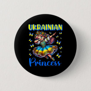 Oekraïense Prinses Dab Meisje Vlag Jurk Erfgoed Fo Ronde Button 5,7 Cm