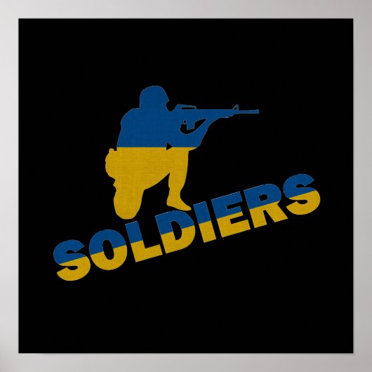 Oekraïense soldaten, Oekraïense vlag Poster (Voorkant)
