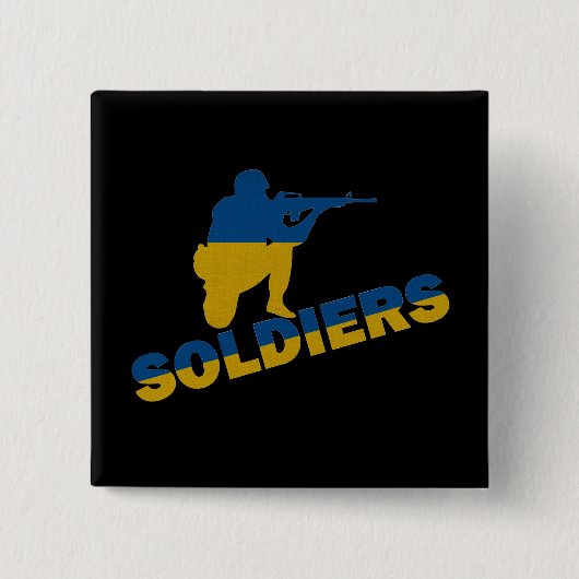 Oekraïense soldaten, Oekraïense vlag Vierkante Button 5,1 Cm (Voorkant)