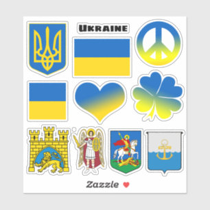 Oekraïense Stickers - Vlag, Vrede, Kiev, Lviv / Ha