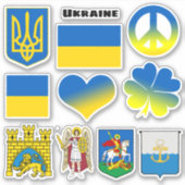 Oekraïense Stickers - Vlag, Vrede, Kiev, Lviv / Ha (Voorkant)