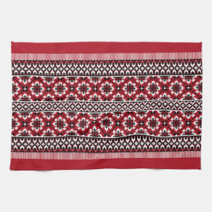 Oekraïense traditionele vushuvanka volskunst. Rood Theedoek