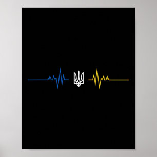 Oekraïense Tryzub Oekraïense Vlag Hartslag - Oekra Poster