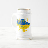 Oekraïense typografie en tarweoor onder Oekraïense Bierpul (Voorkant links)