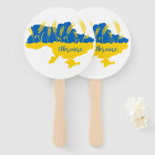 Oekraïense typografie en tarweoor onder Oekraïense Handwaaier (Voorkant en achterkant)