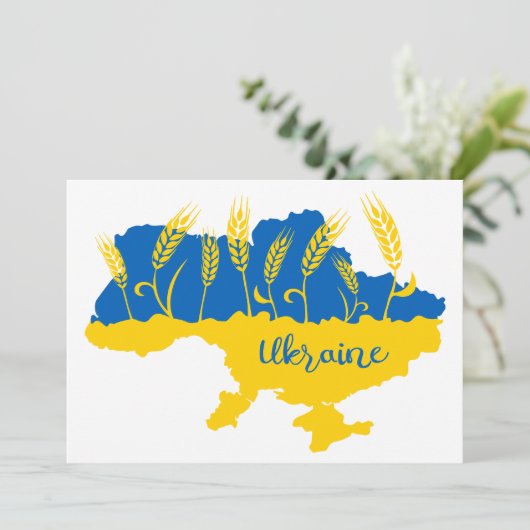 Oekraïense typografie en tarweoor onder Oekraïense Kaart (Staand voorkant)