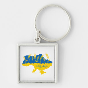 Oekraïense typografie en tarweoor onder Oekraïense Sleutelhanger