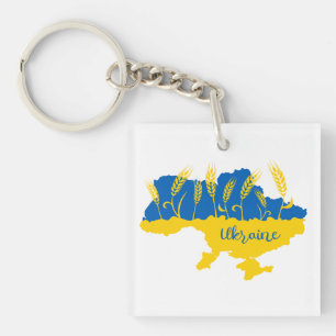 Oekraïense typografie en tarweoor onder Oekraïense Sleutelhanger
