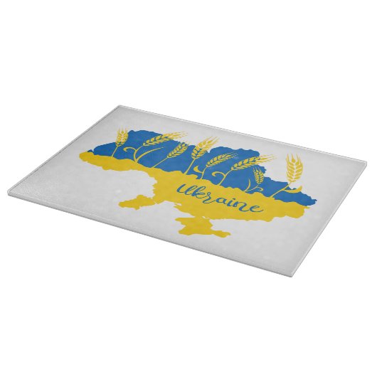 Oekraïense typografie en tarweoor onder Oekraïense Snijplank (Hoek)