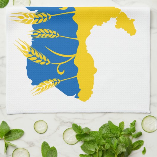 Oekraïense typografie en tarweoor onder Oekraïense Theedoek (Gevouwen)