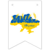 Oekraïense typografie en tarweoor onder Oekraïense Vlaggetjes (Derde vlag)