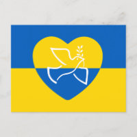 Oekraïense vlag, blauw en geel hart vredesduif