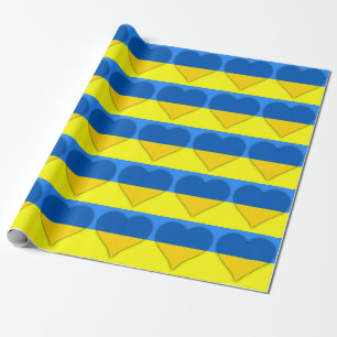 Oekraïense vlag Blauwe Gele harten Thunder_Cove Cadeaupapier