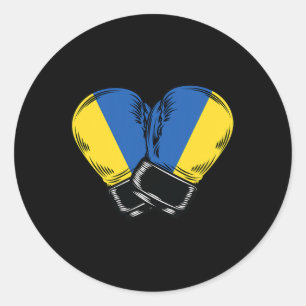 Oekraïense Vlag Boksen Bokser Oekraïense Vlag  Ronde Sticker