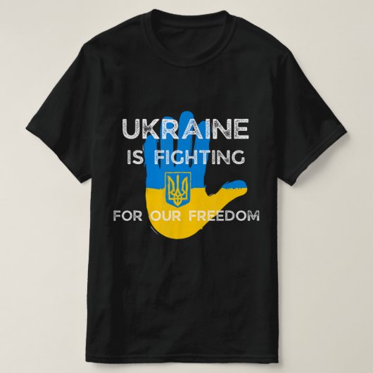 Oekraïense vlag die ontwerp - Oekraïne steunt vech T-shirt (Design voorkant)