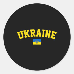 Oekraïense Vlag Drie-tand Symbool Oekraïense Patri Ronde Sticker