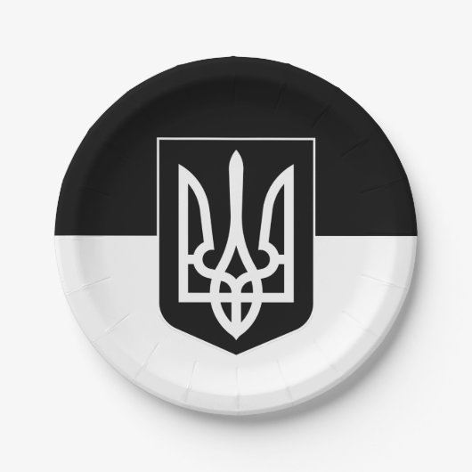 Oekraïense vlag, Emblem & Oekraïne - zwart/wit Papieren Bordje (Voorkant)