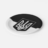 Oekraïense vlag, Emblem & Oekraïne - zwart/wit Papieren Bordje (Gekanteld)