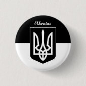 Oekraïense vlag, Emblem & Oekraïne - zwart/wit Ronde Button 3,2 Cm (Voorkant)