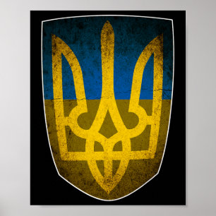 Oekraïense vlag en drietand Oekraïens Poster