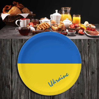 Oekraïense vlag en Oekraïne - partij, verjaardag/s Papieren Bordje