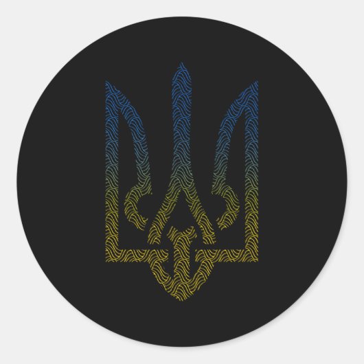 Oekraïense vlag en trident Oekraïens Ronde Sticker (Voorkant)