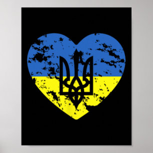 Oekraïense Vlag En Tryzub Hartvormige Steun Oekraï Poster