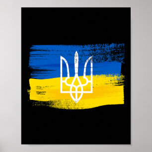 Oekraïense vlag en wapen geschilderd Oekraïense Pa Poster