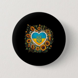 Oekraïense Vlag En Zonnebloemen Illustratie 1 Ronde Button 5,7 Cm