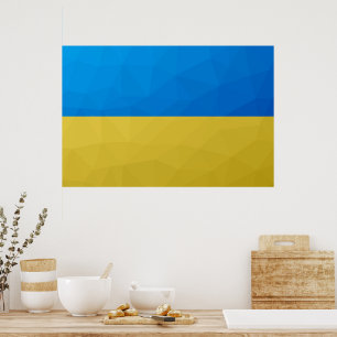 Oekraïense vlag geel blauwe geometrische patroon m poster