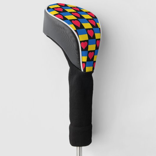 Oekraïense vlag Golf Lover Heart Pattern Oekraïne Golfheadcover (Schuin)