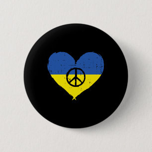 Oekraïense Vlag Hart Vredesteken Retro Oekraïense Ronde Button 5,7 Cm