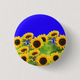 Oekraïense vlag kleuren Zonnebloemen Button Onders