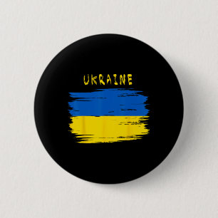 Oekraïense vlag met penseelstreekstijl ronde button 5,7 cm