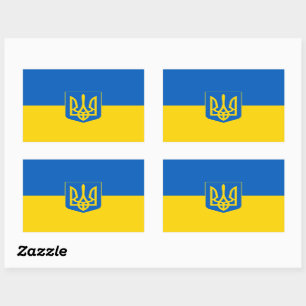 Oekraïense vlag met wapenschild rechthoekige sticker