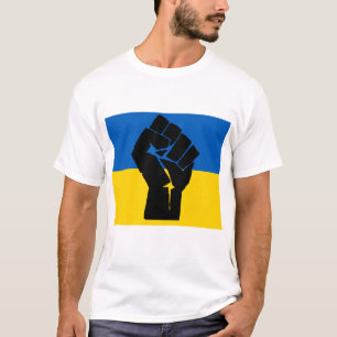 Oekraïense vlag met zwarte vuist t-shirt