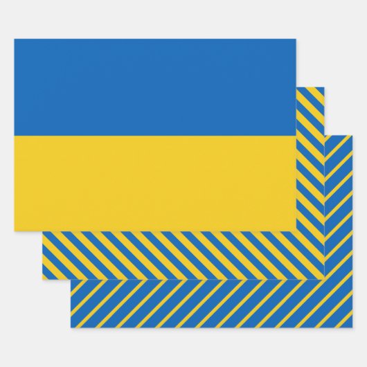 Oekraïense vlag - Modern Striped Pattern Inpakpapier Vel (Set)