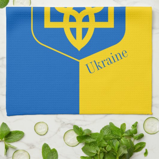 Oekraïense vlag & Oekraïense koken / keukenhanddoe Theedoek (Gevouwen)
