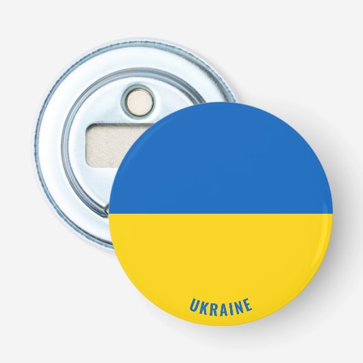 Oekraïense vlag - Optionele patriottische flesopen Button Flesopener (Voorkant)